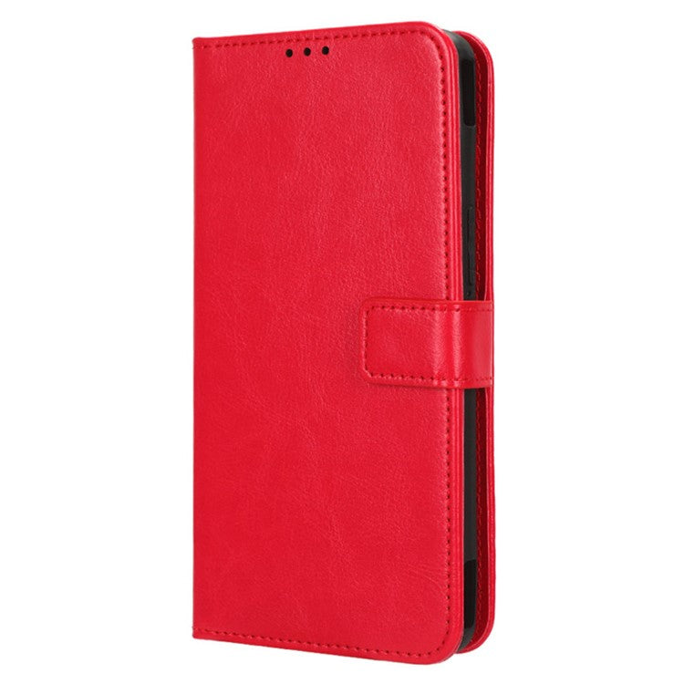 Stand Case for Asus ROG Phone 7 5G Scratch Proof Crazy Horse Texture Wallet PU Leather Phone Cover - Red