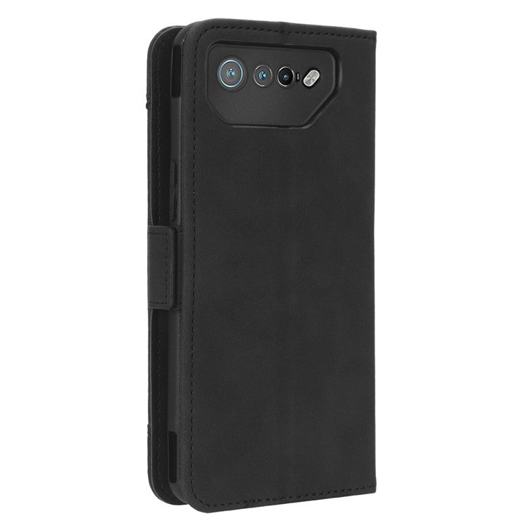 For Asus ROG Phone 7 5G Anti-Dust Wallet Stand Multiple Card Slots Phone Case PU Leather Phone Cover - Black