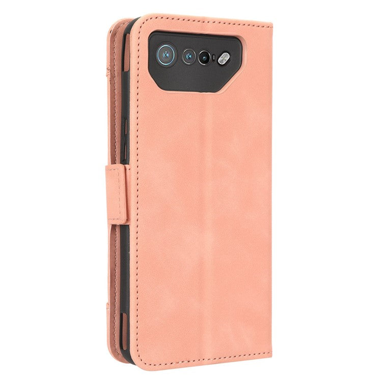 For Asus ROG Phone 7 5G Anti-Dust Wallet Stand Multiple Card Slots Phone Case PU Leather Phone Cover - Pink