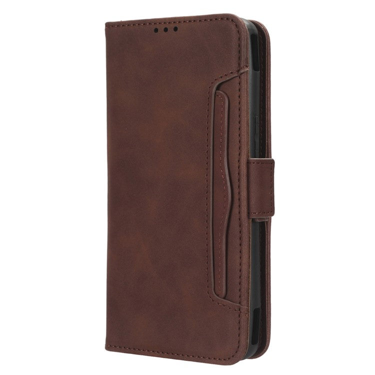 For Asus ROG Phone 7 5G Anti-Dust Wallet Stand Multiple Card Slots Phone Case PU Leather Phone Cover - Brown