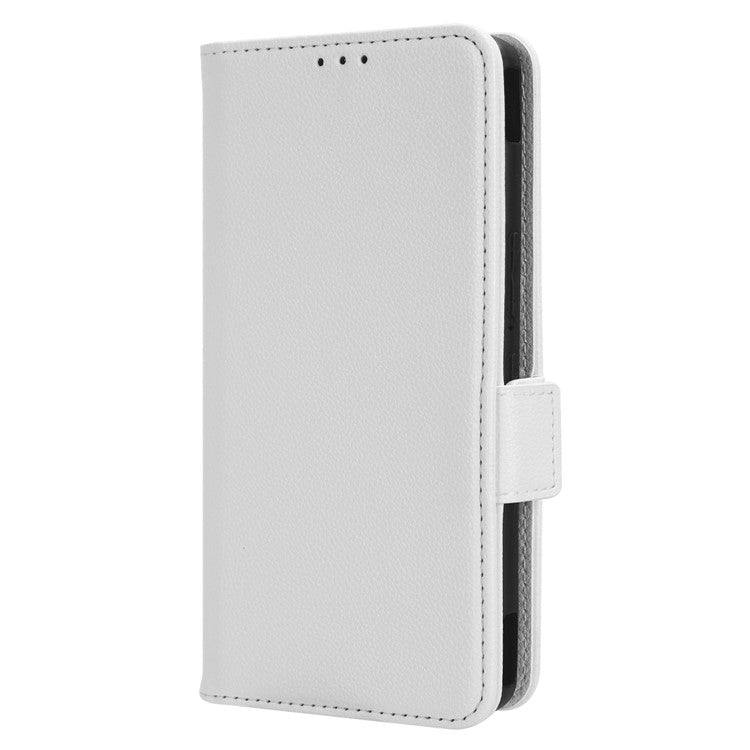 For Asus ROG Phone 7 5G Flip Stand Phone Shell PU Leather Wallet Anti-drop Case Litchi Texture Phone Cover - White