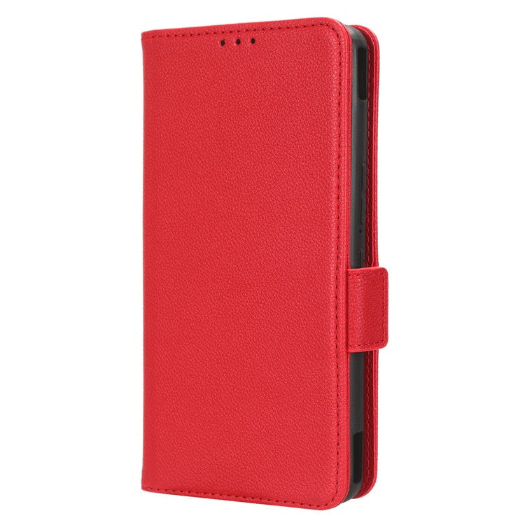 For Asus ROG Phone 7 5G Flip Stand Phone Shell PU Leather Wallet Anti-drop Case Litchi Texture Phone Cover - Red