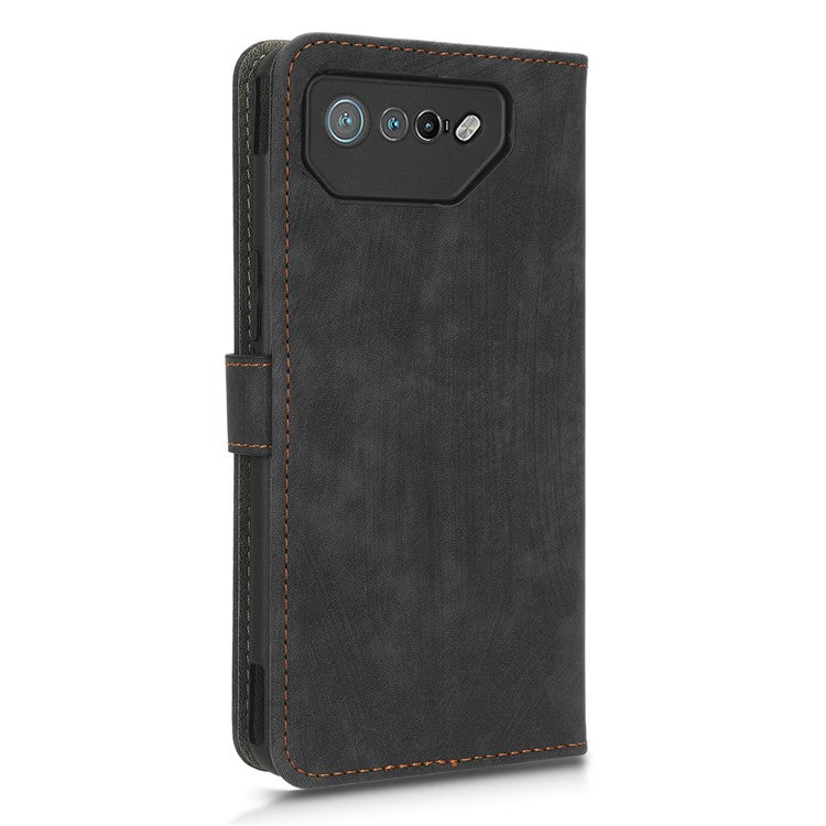 For Asus ROG Phone 7 5G Phone Wallet Case RFID Blocking Stand Phone Cover with Strap - Black