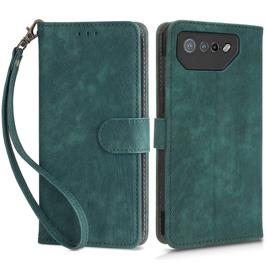 For Asus ROG Phone 7 5G Phone Wallet Case RFID Blocking Stand Phone Cover with Strap - Green