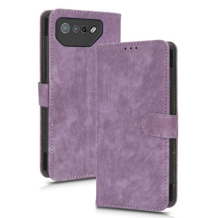 For Asus ROG Phone 7 5G Phone Wallet Case RFID Blocking Stand Phone Cover with Strap - Purple