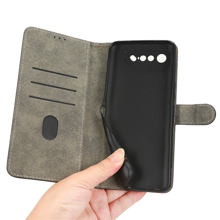 For Asus ROG Phone 7 5G Phone Wallet Case RFID Blocking Stand Phone Cover with Strap - Brown