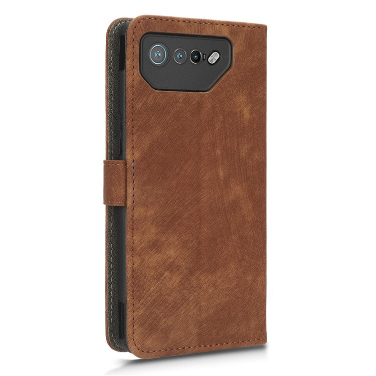For Asus ROG Phone 7 5G Phone Wallet Case RFID Blocking Stand Phone Cover with Strap - Brown