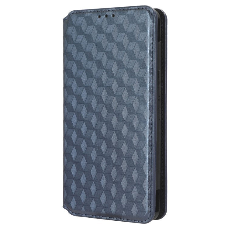 For Asus ROG Phone 7 5G Cell Phone Case Imprinted Rhombus PU Leather Wallet Stand Flip Cover - Blue