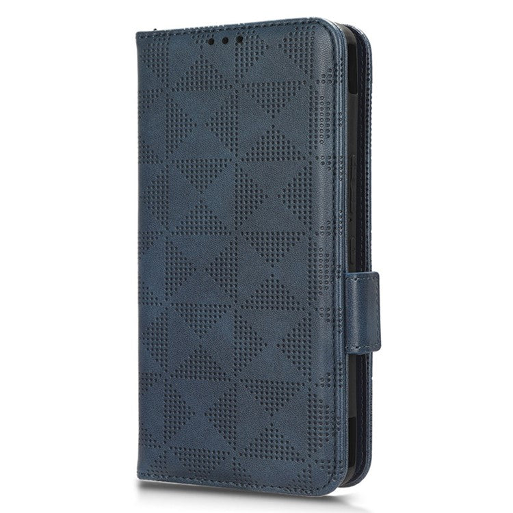 For Asus ROG Phone 7 5G Cell Phone Wallet Case PU Leather Imprinted Triangle Stand Cover - Blue