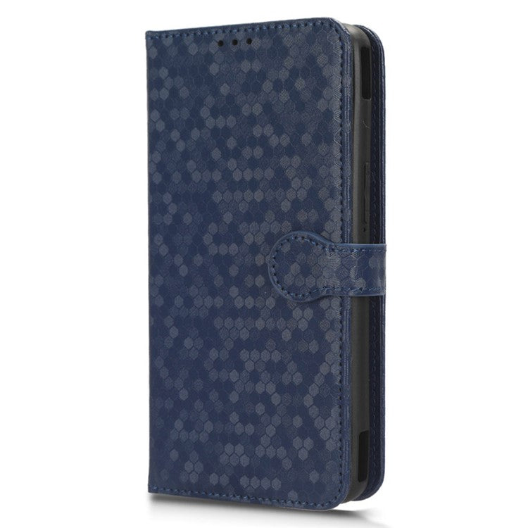 For Asus ROG Phone 7 5G Mobile Phone Wallet Case PU Leather Stand Dot Pattern Imprinted Phone Cover - Dark Blue
