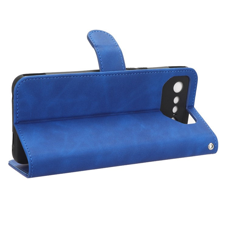 For Asus ROG Phone 7 5G / ROG Phone 7 Ultimate 5G Skin-touch Wallet Phone Case PU Leather Folding Stand  Cover - Blue