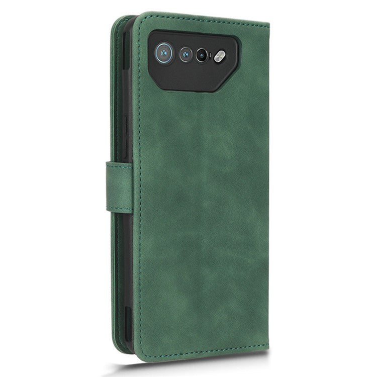 For Asus ROG Phone 7 5G / ROG Phone 7 Ultimate 5G Skin-touch Wallet Phone Case PU Leather Folding Stand  Cover - Green