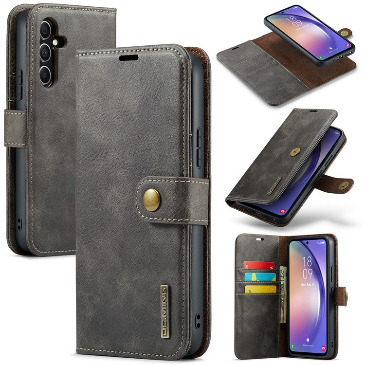 DG.MING For Samsung Galaxy A54 5G Split Leather Stand Wallet Phone Case Magnetic Detachable Protective Cover - Grey