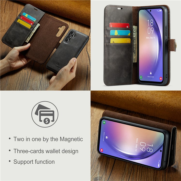 DG.MING For Samsung Galaxy A54 5G Split Leather Stand Wallet Phone Case Magnetic Detachable Protective Cover - Grey