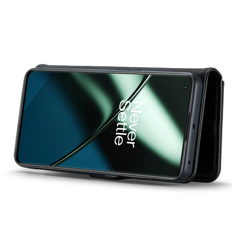 DG.MING For OnePlus 11 5G Detachable Magnetic Anti-drop Case Split Leather Wallet Stand Phone Cover - Black