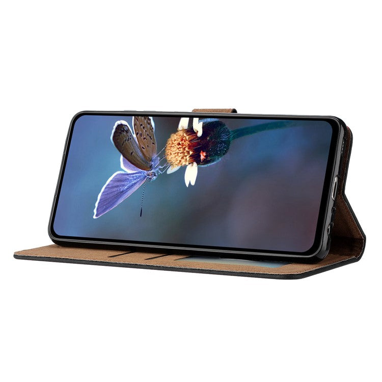 Leather Cover for Samsung Galaxy A22 4G (EU Version) Butterfly Imprinted Stand Wallet Drop-proof Case - Black