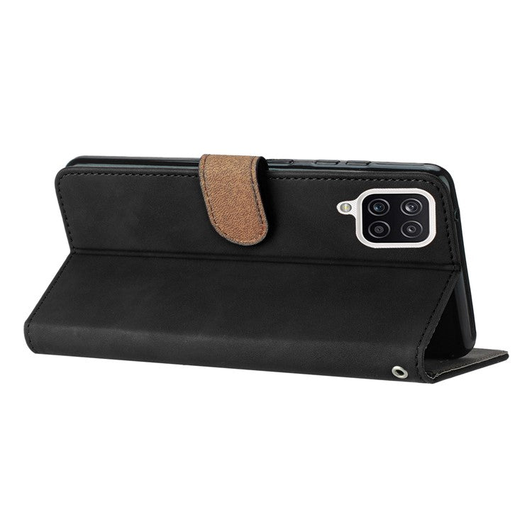 Leather Cover for Samsung Galaxy A22 4G (EU Version) Butterfly Imprinted Stand Wallet Drop-proof Case - Black