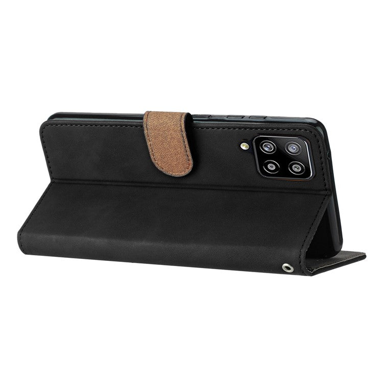 For Samsung Galaxy M32 (Global Version) 4G Butterfly Imprinted Phone Case Leather Wallet Flip Stand Cover - Black