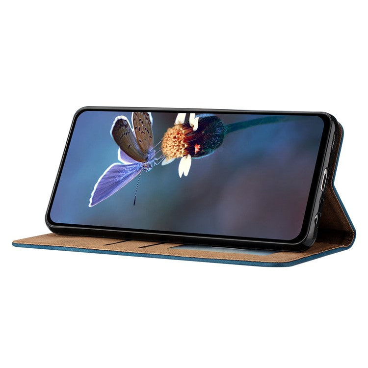 For Samsung Galaxy M32 (Global Version) 4G Butterfly Imprinted Phone Case Leather Wallet Flip Stand Cover - Blue