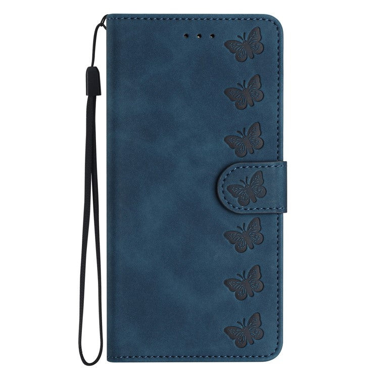 Protective Cover for Samsung Galaxy M52 5G Stand Phone Shell Butterfly Imprinted Wallet Leather Case - Blue