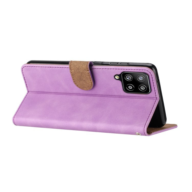 Butterfly Imprinted Phone Case for Samsung Galaxy M53 5G PU Leather Cover with Stand Wallet - Purple