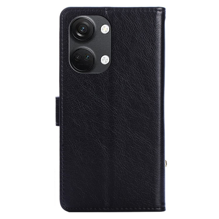 Phone Case for OnePlus Nord 3 5G / Ace 2V 5G Zipper Pocket PU Leather Wallet Foldable Stand Cover with Strap - Black