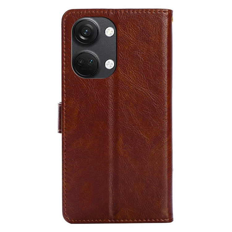 Phone Case for OnePlus Nord 3 5G / Ace 2V 5G Zipper Pocket PU Leather Wallet Foldable Stand Cover with Strap - Brown