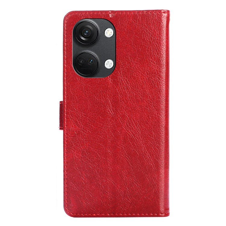 Phone Case for OnePlus Nord 3 5G / Ace 2V 5G Zipper Pocket PU Leather Wallet Foldable Stand Cover with Strap - Red
