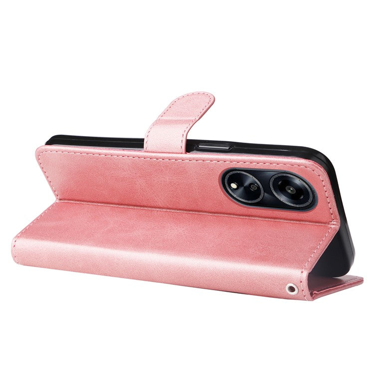Leather Phone Case for Oppo A1 5G / A98 5G / F23 5G , Calf Texture Zipper Pocket Stand Shell Drop-proof Wallet Cover - Pink