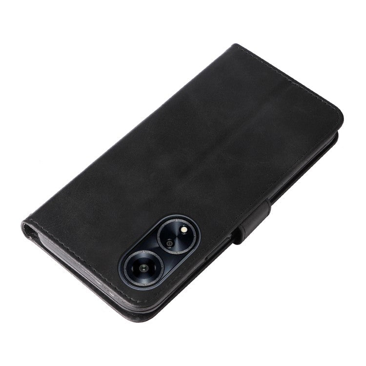 Leather Phone Case for Oppo A1 5G / A98 5G / F23 5G , Calf Texture Zipper Pocket Stand Shell Drop-proof Wallet Cover - Black