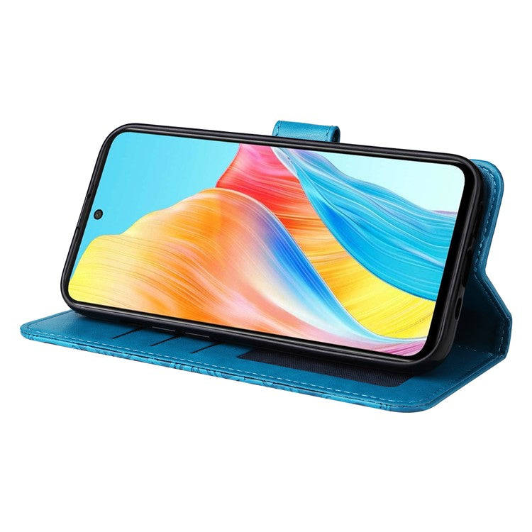 Protective Cover for Oppo A1 5G / A98 5G / F23 5G PU Leather Wallet Sunflower Imprinted Phone Flip Stand Case - Blue