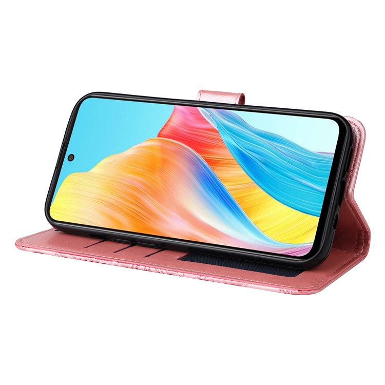 Protective Cover for Oppo A1 5G / A98 5G / F23 5G PU Leather Wallet Sunflower Imprinted Phone Flip Stand Case - Pink