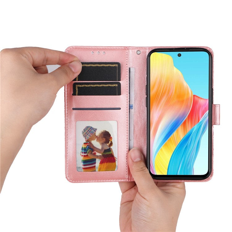 Protective Cover for Oppo A1 5G / A98 5G / F23 5G PU Leather Wallet Sunflower Imprinted Phone Flip Stand Case - Pink