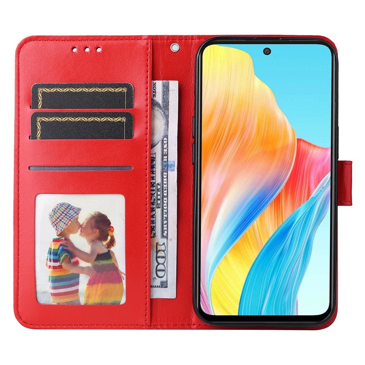 Protective Cover for Oppo A1 5G / A98 5G / F23 5G PU Leather Wallet Sunflower Imprinted Phone Flip Stand Case - Red