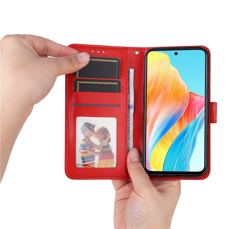 Protective Cover for Oppo A1 5G / A98 5G / F23 5G PU Leather Wallet Sunflower Imprinted Phone Flip Stand Case - Red