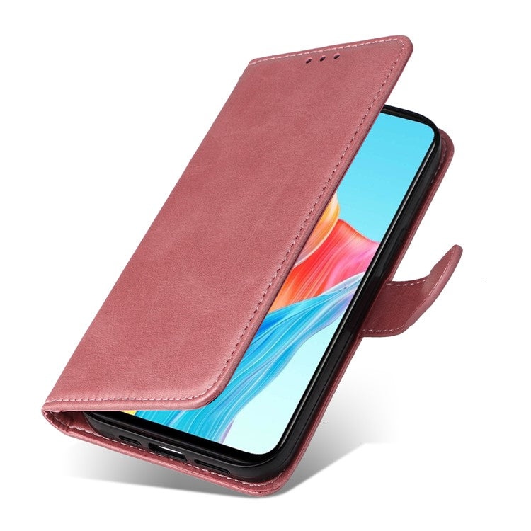 Leather Case for Oppo A1 5G / A98 5G / F23 5G Shockproof Calf Texture Wallet Stand Cell Phone Cover with Strap - Pink