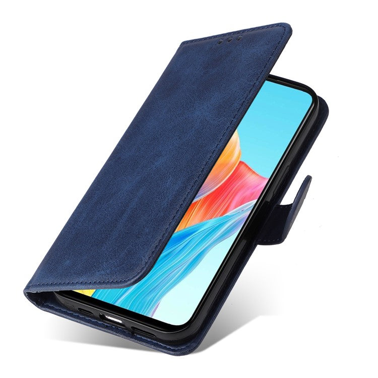 Leather Case for Oppo A1 5G / A98 5G / F23 5G Shockproof Calf Texture Wallet Stand Cell Phone Cover with Strap - Blue