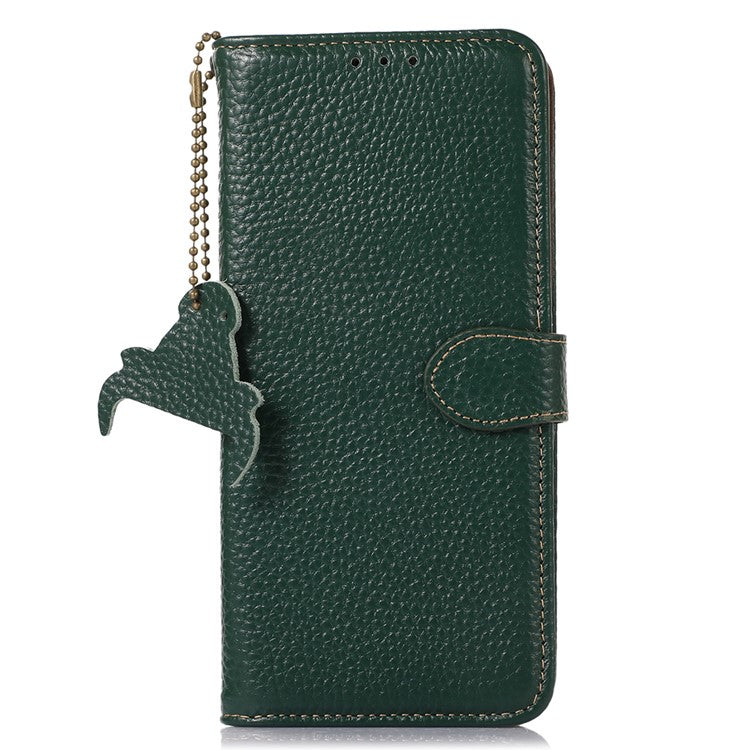 For Asus ROG Phone 7 5G / 7 Ultimate 5G Phone Case RFID Blocking Genuine Cow Leather Wallet Stand Cover - Green