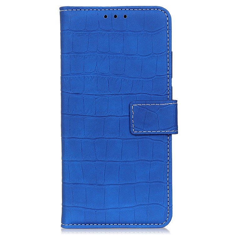For Asus ROG Phone 7 5G Stand Wallet Phone Case Crocodile Texture PU Leather Cover - Blue