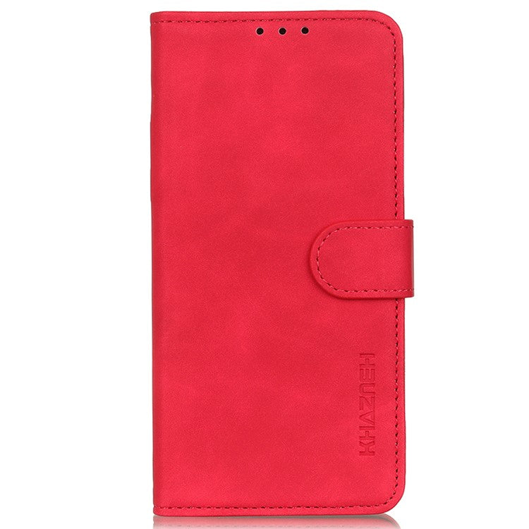 KHAZNEH For Asus ROG Phone 7 5G Retro Leather Phone Cover Stand Wallet Cell Phone Case - Red