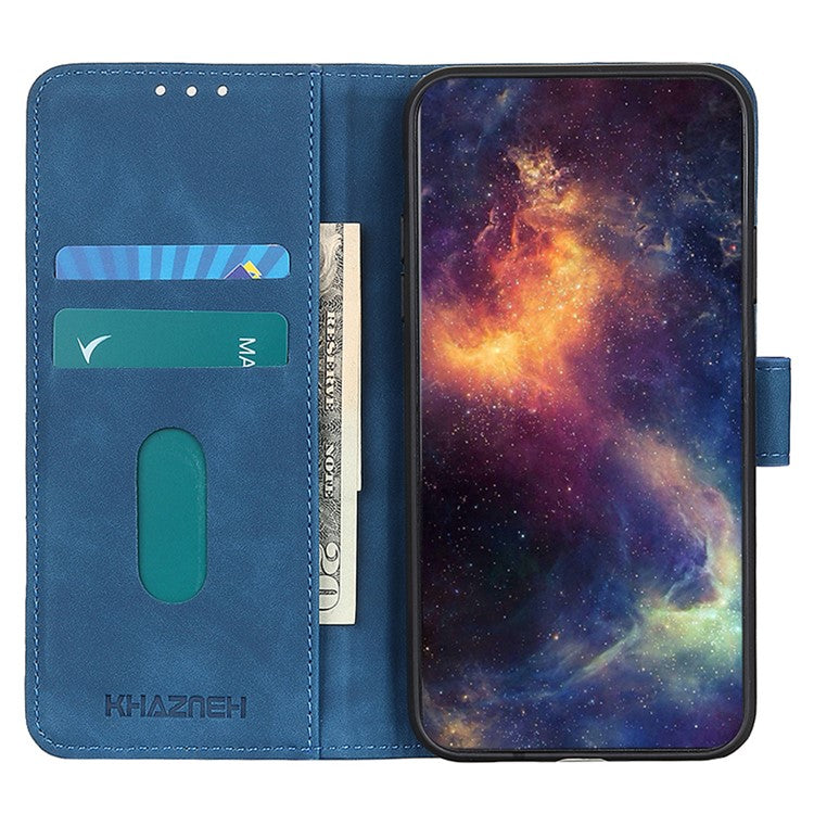 KHAZNEH For Asus ROG Phone 7 5G Retro Leather Phone Cover Stand Wallet Cell Phone Case - Blue