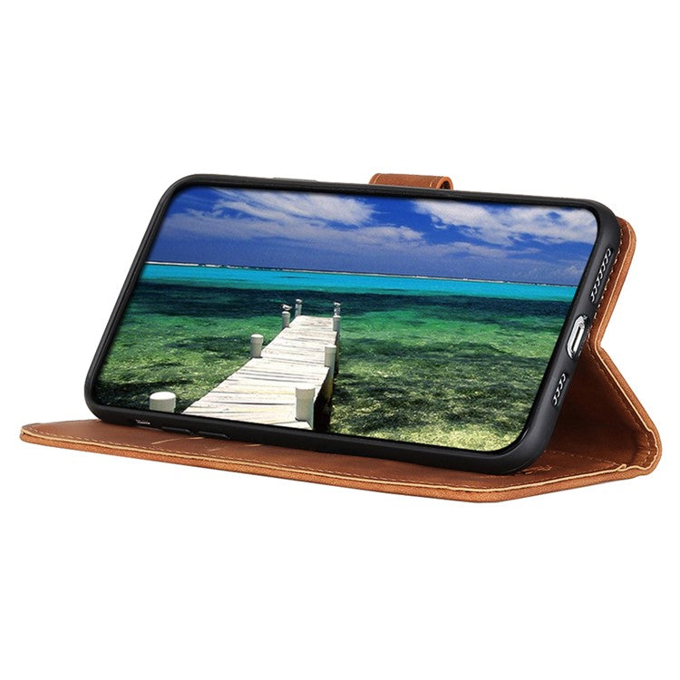 KHAZNEH For Asus ROG Phone 7 5G Retro Leather Phone Cover Stand Wallet Cell Phone Case - Brown