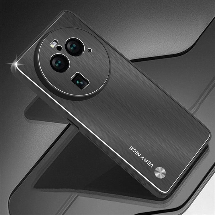 Shockproof Cover for Oppo Find X6 Pro TPU Frame Aluminium Alloy Brushed Phone Back Protector Case - Black