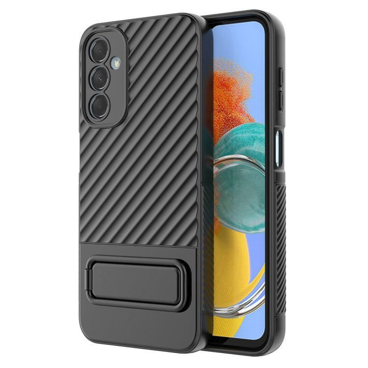 For Samsung Galaxy M14 5G Flexible TPU Phone Case Hidden Kickstand Phone Cover - Black