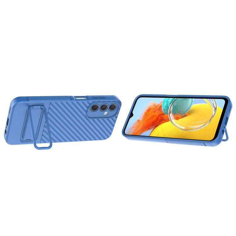 For Samsung Galaxy M14 5G Flexible TPU Phone Case Hidden Kickstand Phone Cover - Baby Blue