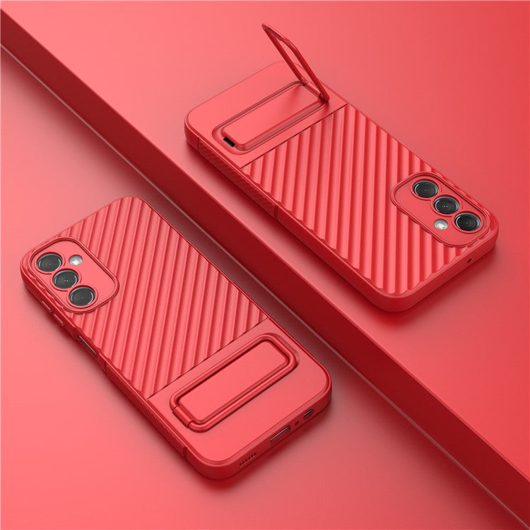 For Samsung Galaxy M14 5G Flexible TPU Phone Case Hidden Kickstand Phone Cover - Red