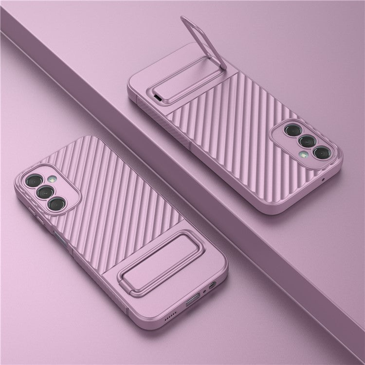 For Samsung Galaxy M14 5G Flexible TPU Phone Case Hidden Kickstand Phone Cover - Light Purple