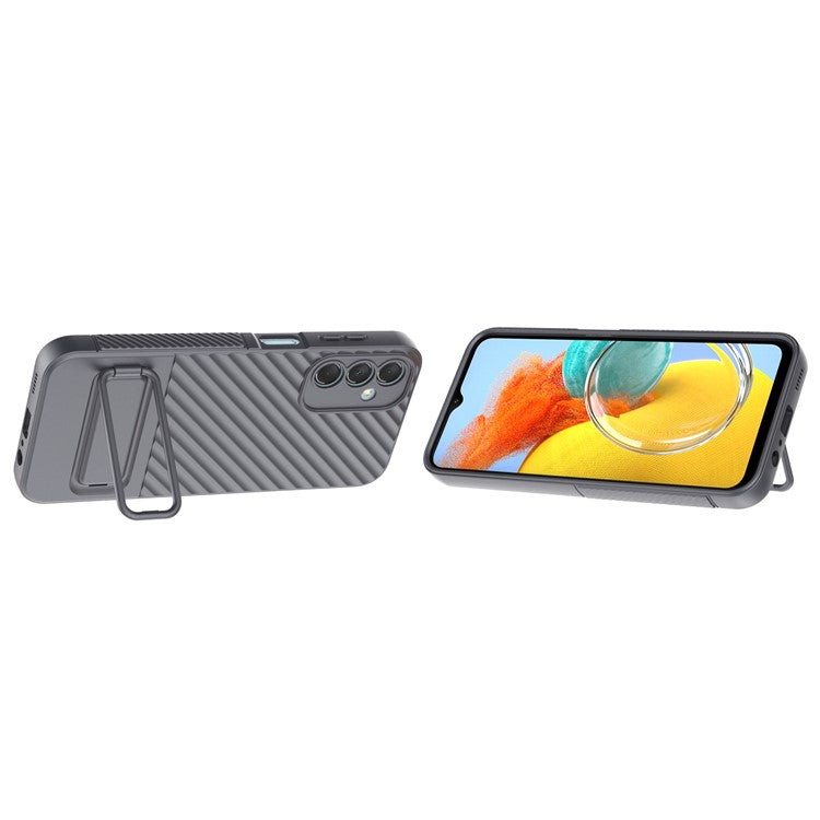 For Samsung Galaxy M14 5G Flexible TPU Phone Case Hidden Kickstand Phone Cover - Grey
