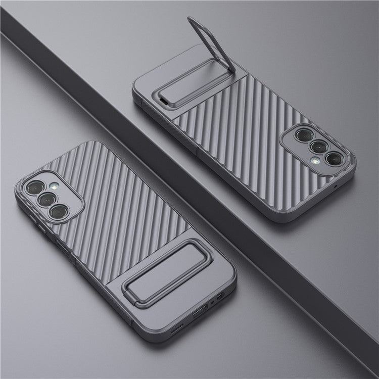 For Samsung Galaxy M14 5G Flexible TPU Phone Case Hidden Kickstand Phone Cover - Grey