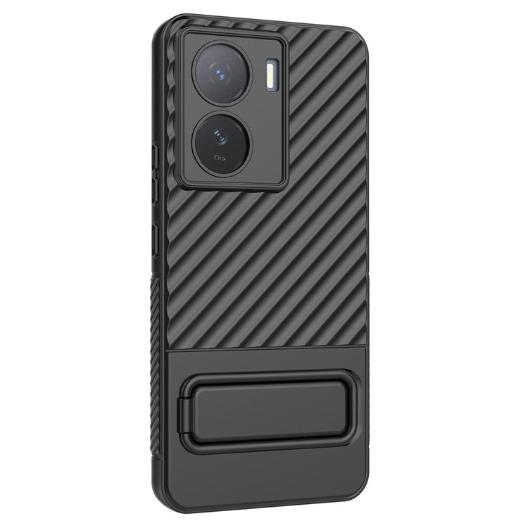 For vivo iQOO Z7 5G Anti-scratch Phone Case Kickstand TPU Back Cover - Black